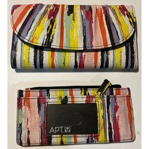 APT.9 Multicolor Striped Wallet With Card Slots & Coin Pouch